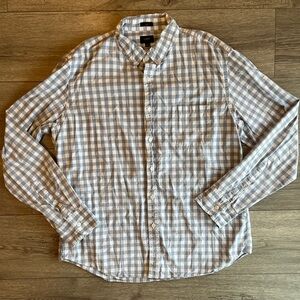 J. Crew Factory Men’s Slim Fit Long Sleeve Button Down Shirt Gray White Plaid XL